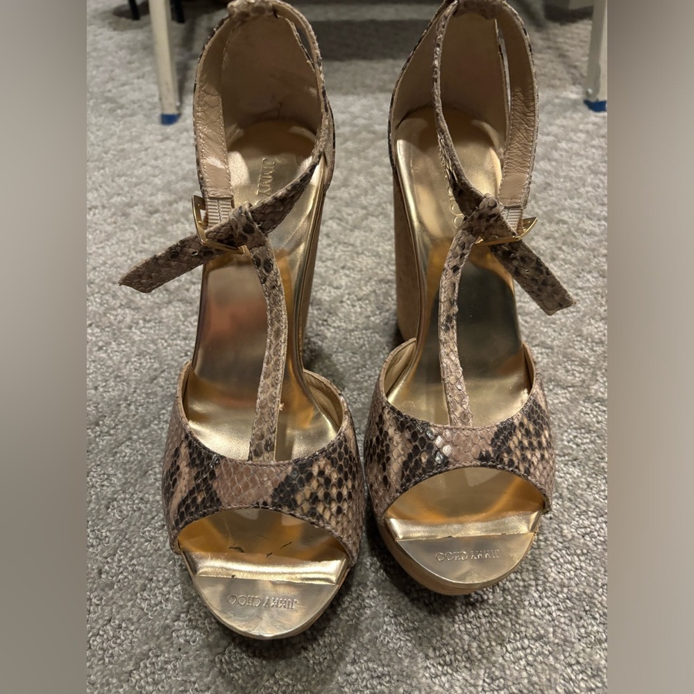 Jimmy Choo snakeskin design wedges, sz 38 - Picture 4 of 5